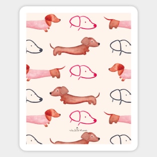 Dachshund Delight | Watercolour | Dogs | Pattern Sticker